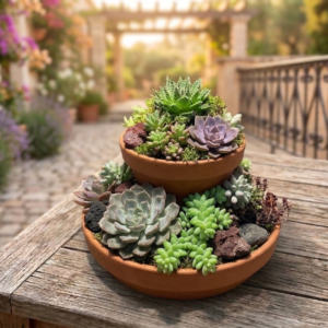 Living Succulents, A Tiered Garden Centerpiece